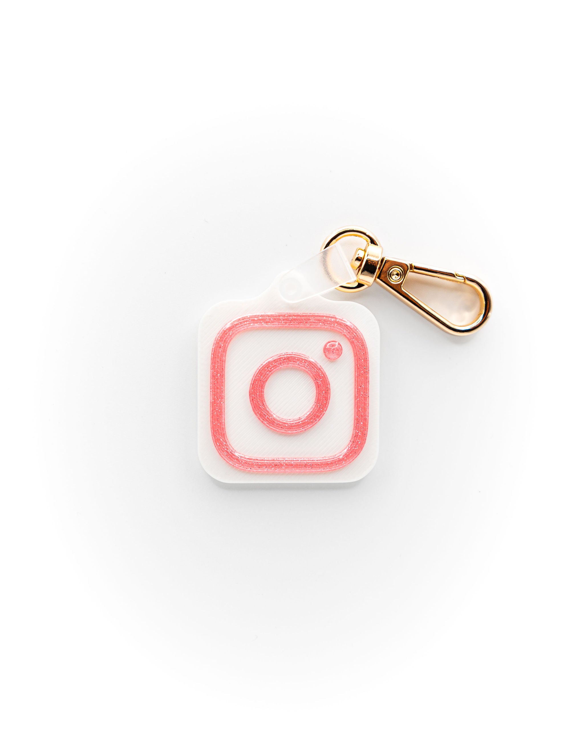 Instagram Tag | White - Pink Glitter (Resin Gloss)