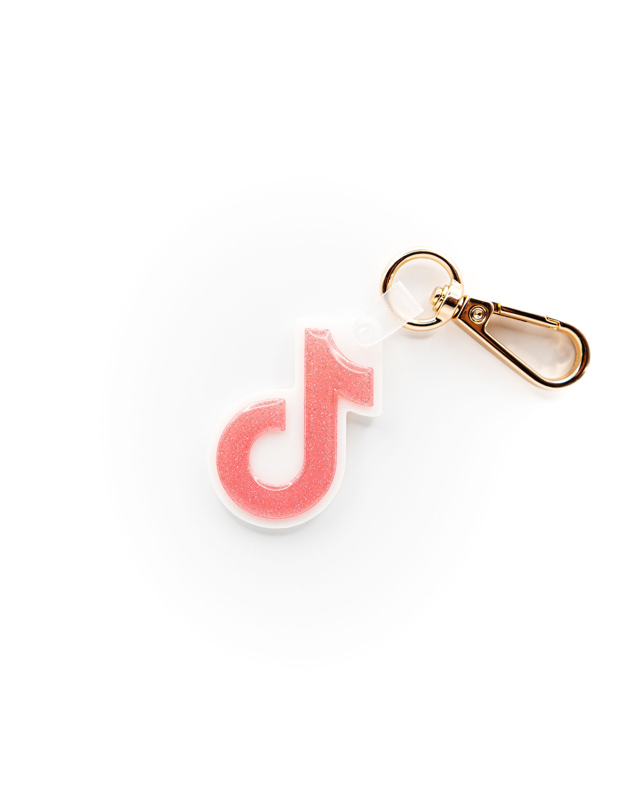 TikTok Tag | White - Pink Glitter (Resin Gloss)