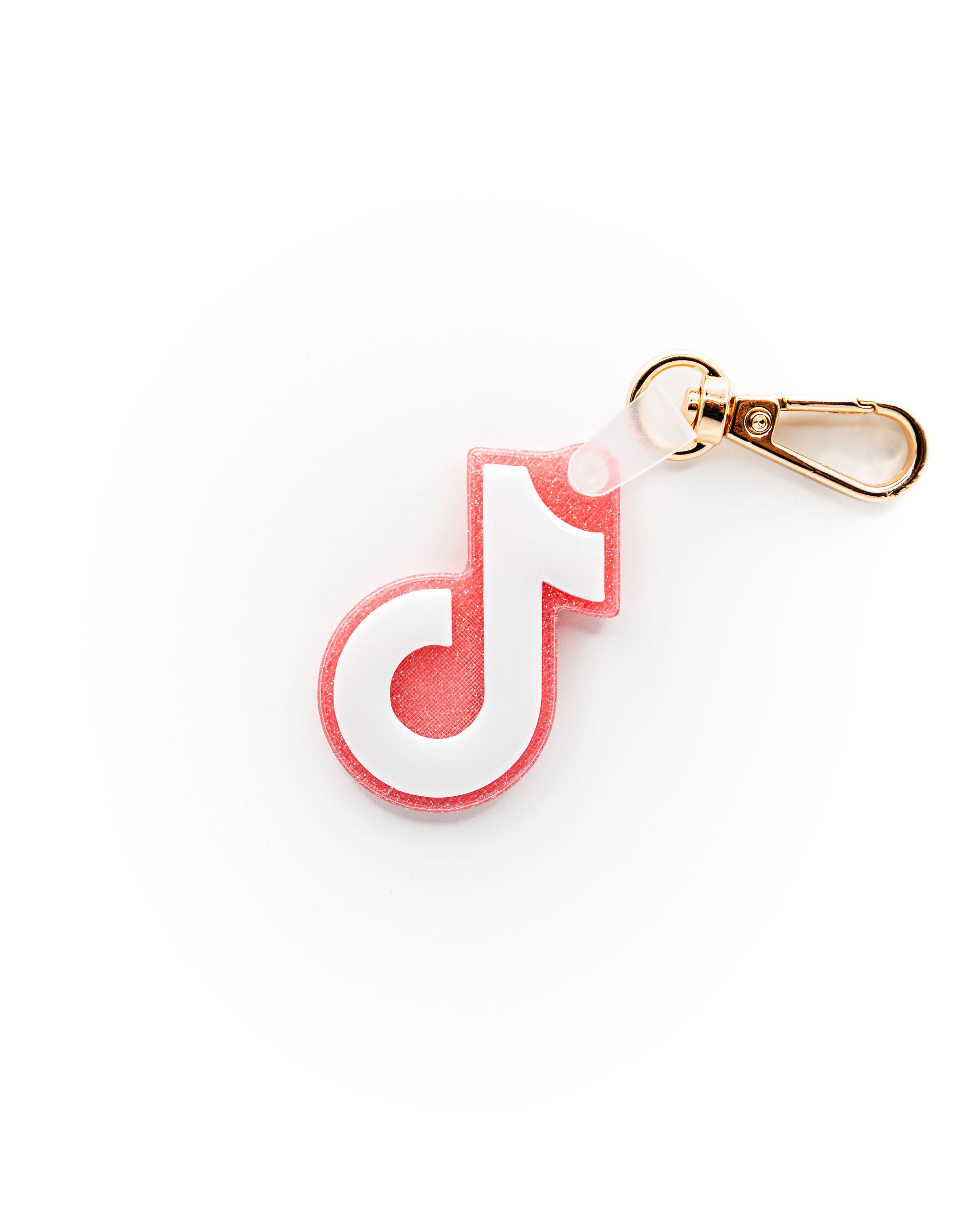 TikTok Tag | Pink Glitter - White (Resin Gloss)