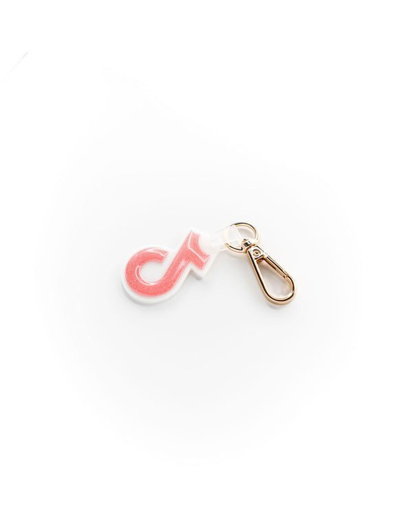 TikTok Tag | White - Pink Glitter (Resin Gloss)