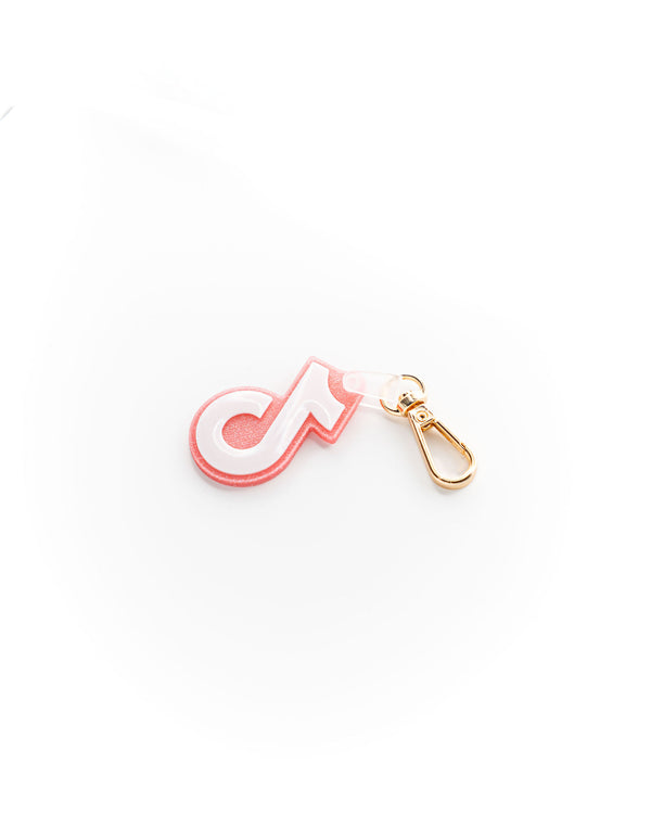 TikTok Tag | Pink Glitter - White (Resin Gloss)