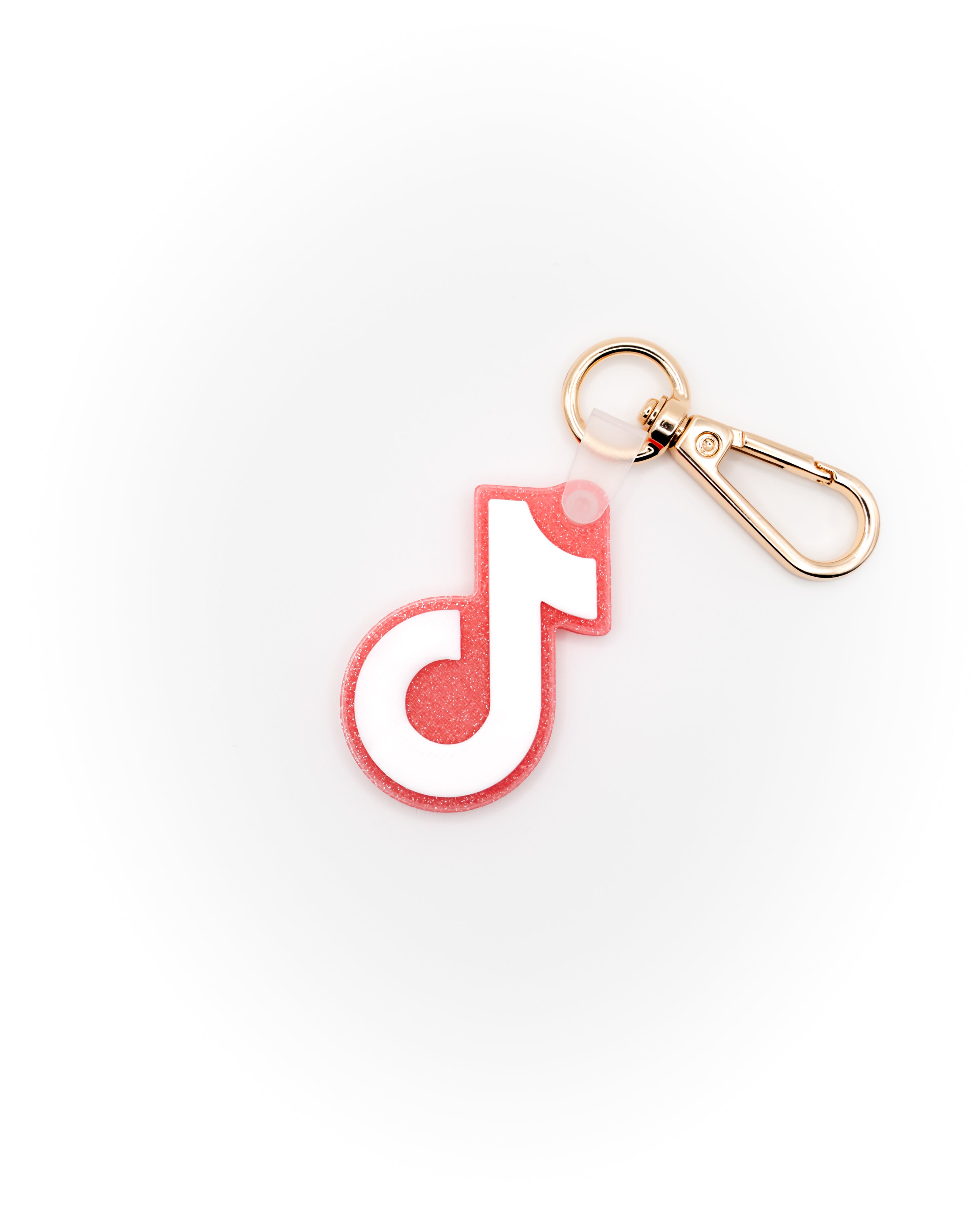 TikTok Keychain Pink Glitter - White