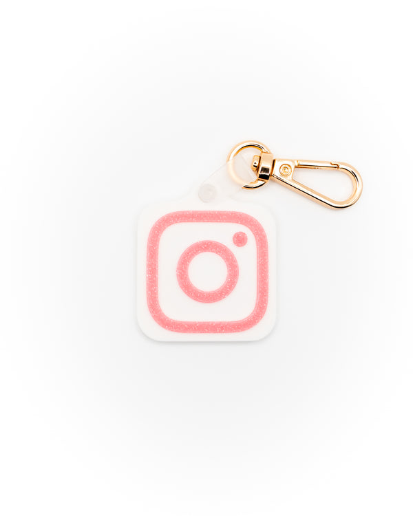 Instagram Tag | White - Pink Glitter