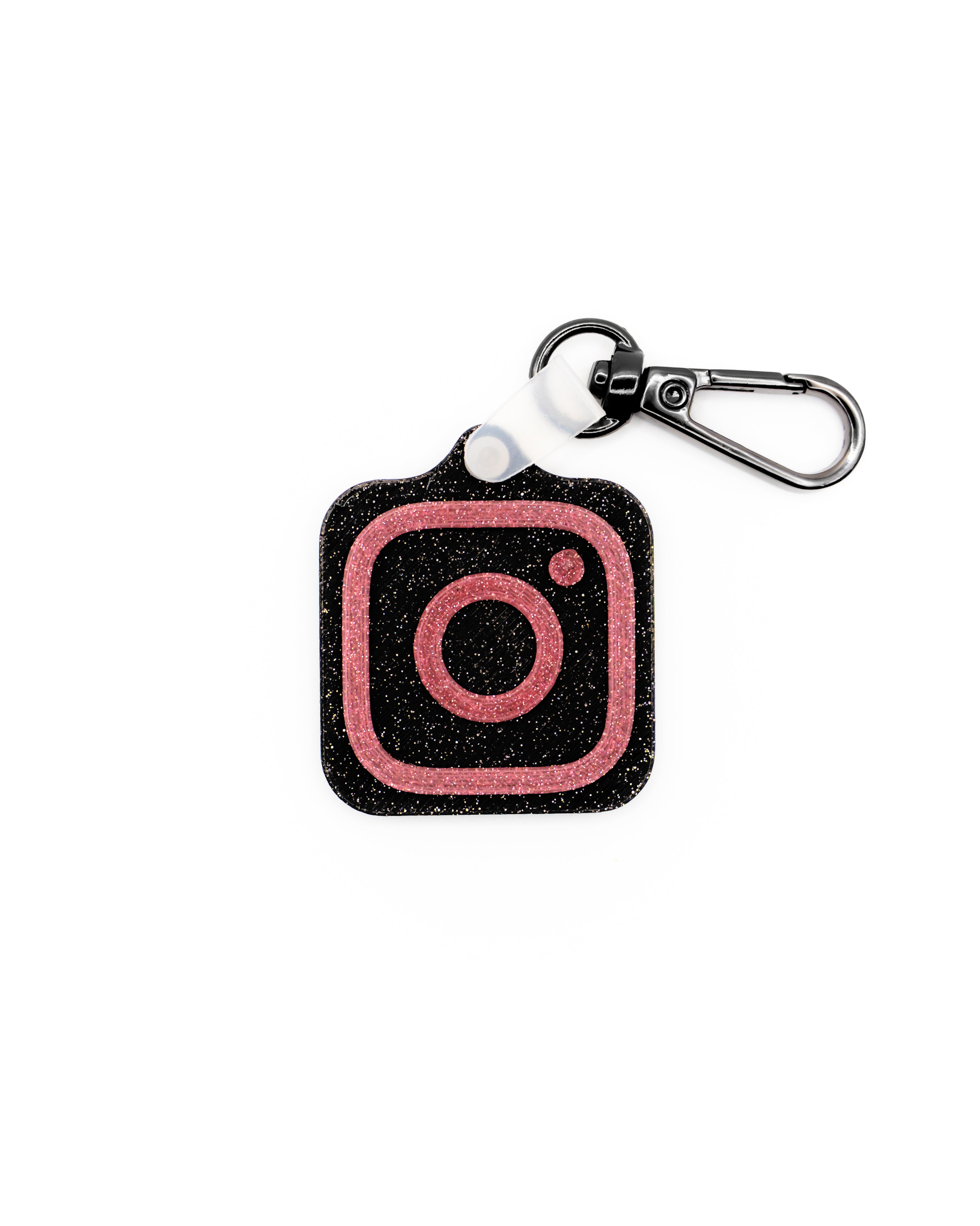 Instagram Keychain Black Glitter - Pink Glitter